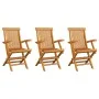 Garden chairs 3 pcs solid teak wood with blue cushions by vidaXL, Garden chairs - Ref: Foro24-3062539, Price: 231,27 €, Disco...