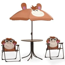Children's garden table and chairs 3 pieces with brown umbrella by vidaXL, Garden sets - Ref: Foro24-48099, Price: 76,96 €, D...
