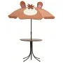 Mesa y sillas de jardín infantil 3 piezas con sombrilla marrón de vidaXL, Conjuntos de jardín - Ref: Foro24-48099, Precio: 73...