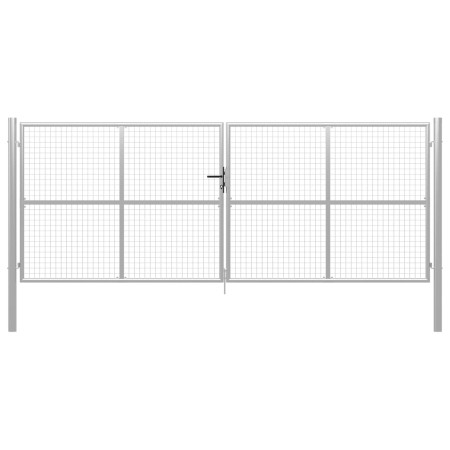 Puerta de jardín de acero galvanizado plateado 415x200 cm de vidaXL, Puertas de jardín - Ref: Foro24-144301, Precio: 577,29 €...