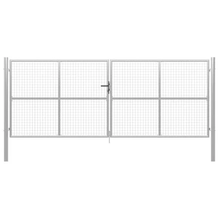 Silver galvanized steel garden gate 415x200 cm by vidaXL, garden gates - Ref: Foro24-144301, Price: 566,69 €, Discount: %