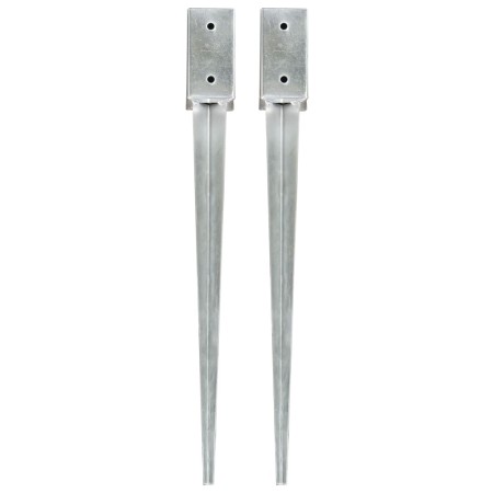 Ground spikes 2 units silver galvanized steel 7x7x75 cm by vidaXL, Spikes for anchoring in the ground - Ref: Foro24-145401, P...
