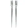 Ground spikes 2 units silver galvanized steel 7x7x75 cm by vidaXL, Spikes for anchoring in the ground - Ref: Foro24-145401, P...