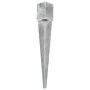 Ground spikes 6 pcs silver galvanized steel 10x10x76 cm by vidaXL, Spikes for anchoring in the ground - Ref: Foro24-145420, P...