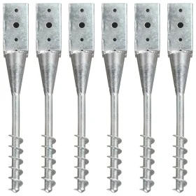 Ground spikes 6 units silver galvanized steel 7x7x56 cm by vidaXL, Spikes for anchoring in the ground - Ref: Foro24-145436, P...