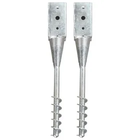 Erdspieße 2 Stück silber verzinkter Stahl 10x10x57 cm von vidaXL, Spikes zur Verankerung im Boden - Ref: Foro24-145441, Preis...