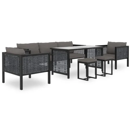 Muebles jardín 8 pzas y cojines ratán sintético gris antracita de vidaXL, Conjuntos de jardín - Ref: Foro24-49406, Precio: 73...