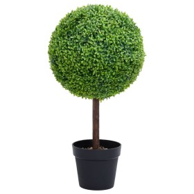 Planta de boj artificial forma de bola con maceta verde 50 cm