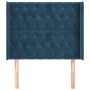 Cabecero con orejas de terciopelo azul oscuro 103x16x118/128 cm