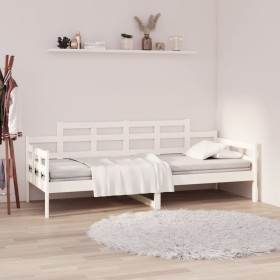 Sofá cama madera maciza de pino blanco 80x200 cm