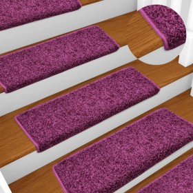 Alfombras de peldaños de escalera 15 uds violeta 65x21x4 cm