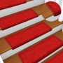 Alfombras de peldaños de escalera 15 uds rojo 65x21x4 cm