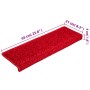 Alfombras de peldaños de escalera 15 uds rojo 65x21x4 cm