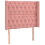 Cabecero con orejas de terciopelo rosa 103x16x118/128 cm