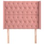 Cabecero con orejas de terciopelo rosa 103x16x118/128 cm