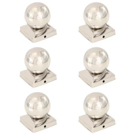 Tapas para postes 6 uds acero inoxidable globo final 91x91 mm de vidaXL, Accesorios para rejas y vallas - Ref: Foro24-145495,...