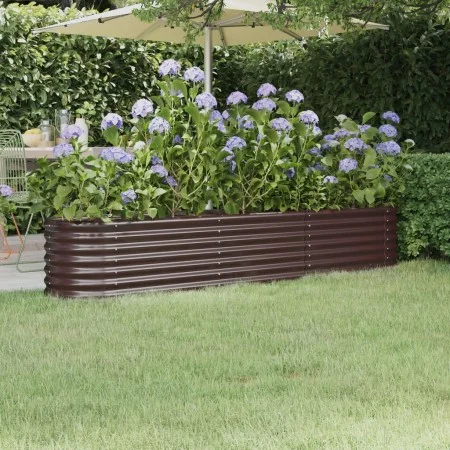 Brown powder coated steel flower bed planter 224x40x36 cm by vidaXL, Pots and planters - Ref: Foro24-318875, Price: 57,85 €, ...
