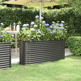 Jardinera arriate acero recubierto polvo antracita 152x40x68 cm de vidaXL, Maceteros y jardineras - Ref: Foro24-318896, Preci...