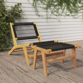 Garden chair with footrest solid teak wood and polyester by vidaXL, Garden chairs - Ref: Foro24-319155, Price: 245,32 €, Disc...