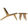 Garden chair with footrest solid teak wood and polyester by vidaXL, Garden chairs - Ref: Foro24-319155, Price: 246,13 €, Disc...