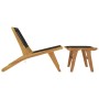 Silla de jardín con reposapiés madera maciza teca y poliéster de vidaXL, Sillas de jardín - Ref: Foro24-319155, Precio: 250,92 €