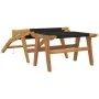 Gartenstuhl mit Fußstütze aus massivem Teakholz und Polyester von vidaXL, Gartenstühle - Ref: Foro24-319155, Preis: 245,32 €,...