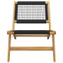 Silla de jardín con reposapiés madera maciza teca y poliéster de vidaXL, Sillas de jardín - Ref: Foro24-319155, Precio: 250,92 €