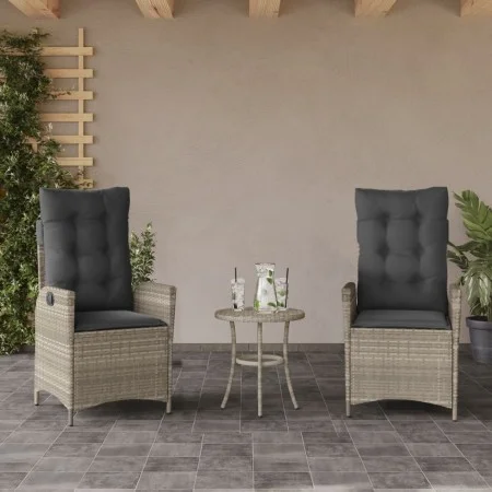 Sillones reclinables de jardín con cojines gris 2 uds ratán PE de vidaXL, Sillas de jardín - Ref: Foro24-365270, Precio: 234,...