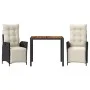 3-piece garden dining set with black synthetic rattan cushions by vidaXL, Garden sets - Ref: Foro24-3213332, Price: 404,66 €,...