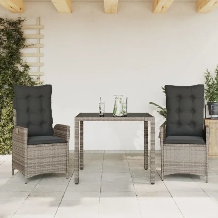3-piece garden dining set with gray synthetic rattan cushions by vidaXL, Garden sets - Ref: Foro24-3213076, Price: 366,53 €, ...