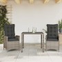 3-teilige Garten-Essgruppe mit grauen synthetischen Rattankissen von vidaXL, Gartensets - Ref: Foro24-3213076, Preis: 345,42 ...