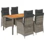 5-piece garden dining set with gray synthetic rattan cushions by vidaXL, Garden sets - Ref: Foro24-3213106, Price: 695,54 €, ...