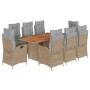 9-piece garden dining set with beige synthetic rattan cushions by vidaXL, Garden sets - Ref: Foro24-3213150, Price: 1,00 €, D...