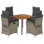 5-piece garden dining set with gray synthetic rattan cushions by vidaXL, Garden sets - Ref: Foro24-3213104, Price: 637,59 €, ...