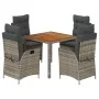 5-piece garden dining set with gray synthetic rattan cushions by vidaXL, Garden sets - Ref: Foro24-3213104, Price: 641,36 €, ...