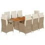 9-piece garden dining set with beige synthetic rattan cushions by vidaXL, Garden sets - Ref: Foro24-3213146, Price: 1,00 €, D...