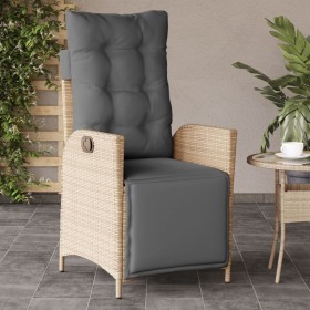 Gartensessel mit Fußstütze aus beigem PE-Rattan von vidaXL, Gartenstühle - Ref: Foro24-365285, Preis: 128,03 €, Rabatt: %