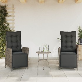 Sillones reclinables jardín con reposapiés 2 uds ratán PE gris