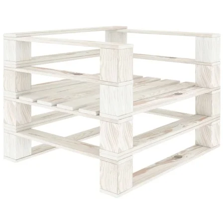 Sillón de jardín de palets de madera blanco de vidaXL, Bancos de jardín - Ref: Foro24-49332, Precio: 57,93 €, Descuento: %