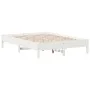 Solid white pine wood bed frame 140x200 cm by vidaXL, Beds and slatted bases - Ref: Foro24-842699, Price: 109,76 €, Discount: %