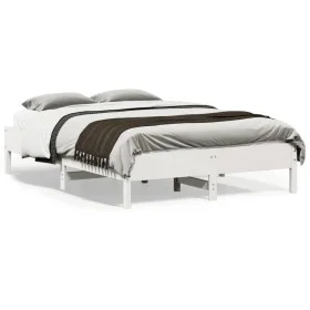 Solid white pine wood bed frame 140x190 cm by vidaXL, Beds and slatted bases - Ref: Foro24-842715, Price: 107,17 €, Discount: %