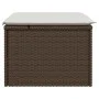 Gartenhocker mit braunem synthetischem Rattankissen 55x55x37 cm von vidaXL, Hocker für den Außenbereich - Ref: Foro24-366206,...