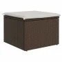 Taburete de jardín con cojín ratán sintético marrón 55x55x37 cm de vidaXL, Otomanas de exterior - Ref: Foro24-366206, Precio:...