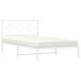 Estructura de cama de metal con cabecero blanco 107x203 cm