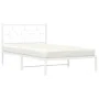 Metal bed frame with white headboard 107x203 cm by vidaXL, Beds and slatted bases - Ref: Foro24-376271, Price: 71,03 €, Disco...