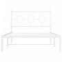Estructura de cama de metal con cabecero blanco 107x203 cm