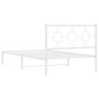 Estructura de cama de metal con cabecero blanco 107x203 cm