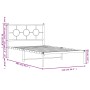 Estructura de cama de metal con cabecero blanco 107x203 cm