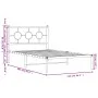 Metal bed frame with white headboard 107x203 cm by vidaXL, Beds and slatted bases - Ref: Foro24-376271, Price: 71,03 €, Disco...