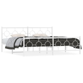 Estructura cama metal con cabecero y pie cama blanco 193x203 cm